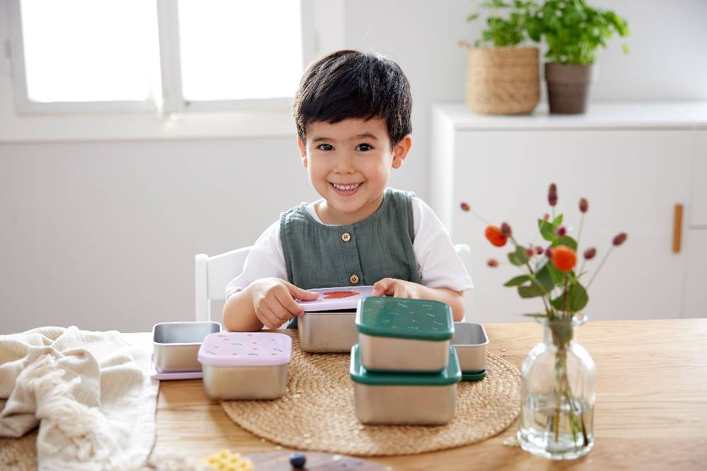 Lässig Snackbox Kinder (3er Set) - Edelstahl Brotdose Happy Rascals, Smile Weihnachtsangebot