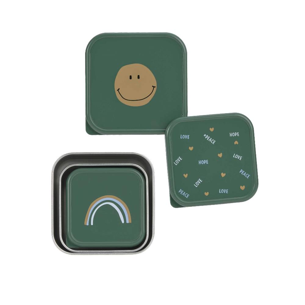 Lässig Snackbox Kinder (3er Set) - Edelstahl Brotdose Happy Rascals, Smile Weihnachtsangebot