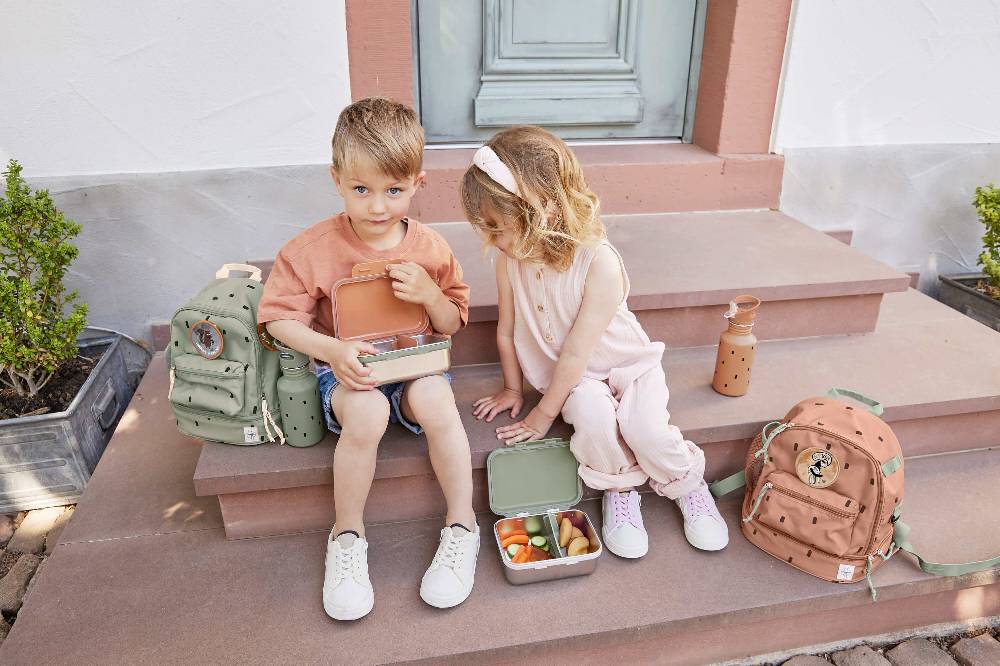 Lässig Brotdose Kinder - Edelstahl Lunchbox, Happy Prints Oliv Sonderangebote