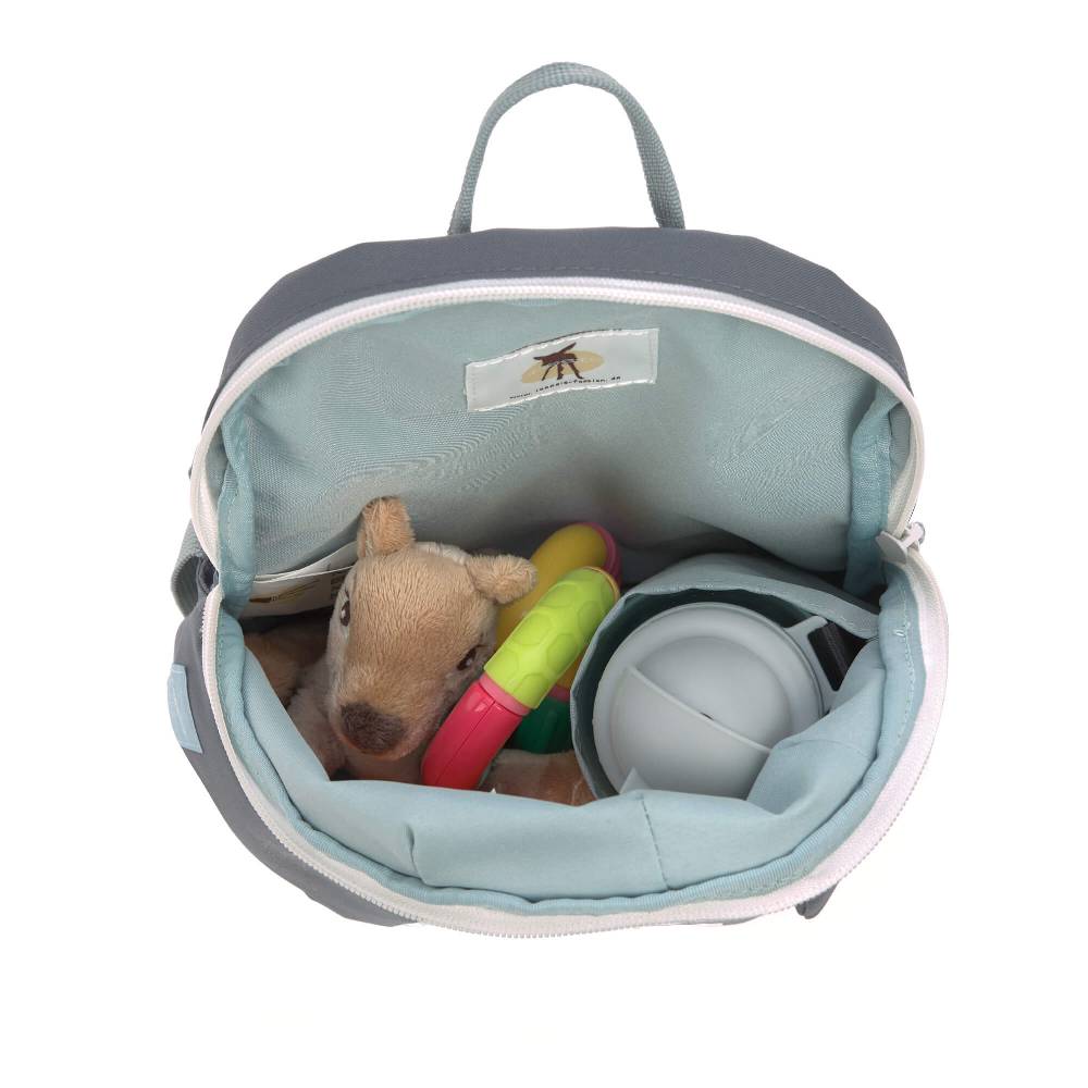 Lässig Kindergartenrucksack Tiny - Waschbär, Grau Nur für heute