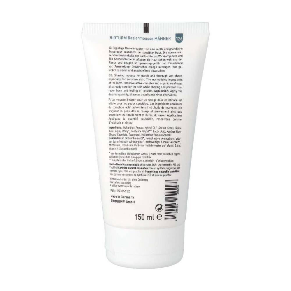 bioturm Bioturm shaving mousse sensitive: Organic shaving foam without fragrances VIP-Rabatte