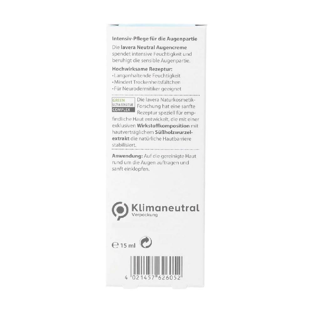 lavera Lavera Neutral Eye Cream with Hyaluron - Moisturizing 50% Rabatt mit kostenlosem Versand