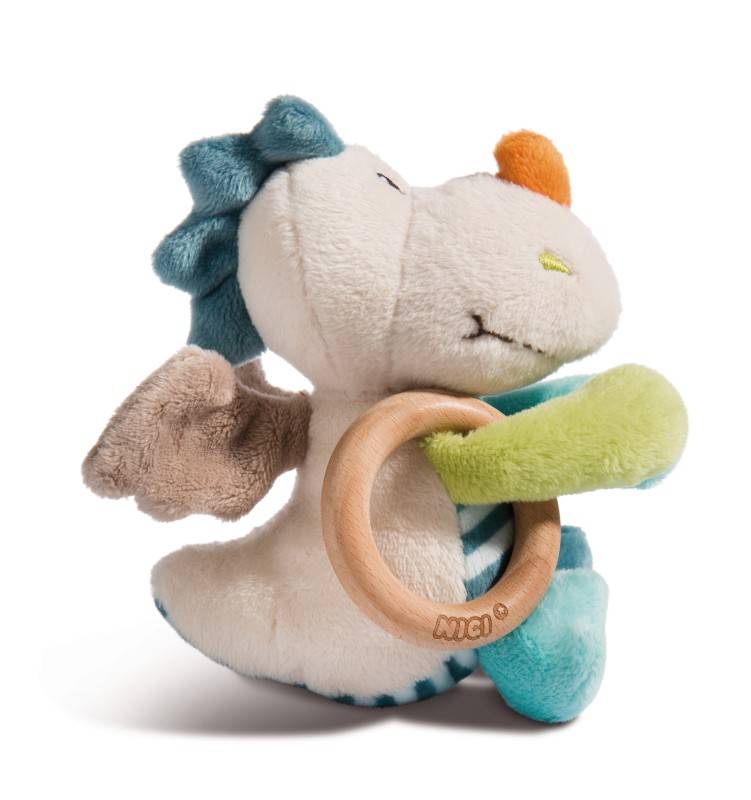 NICI Greifling Drache Dragilu mit Holzring und Glocke Fabrikverkauf