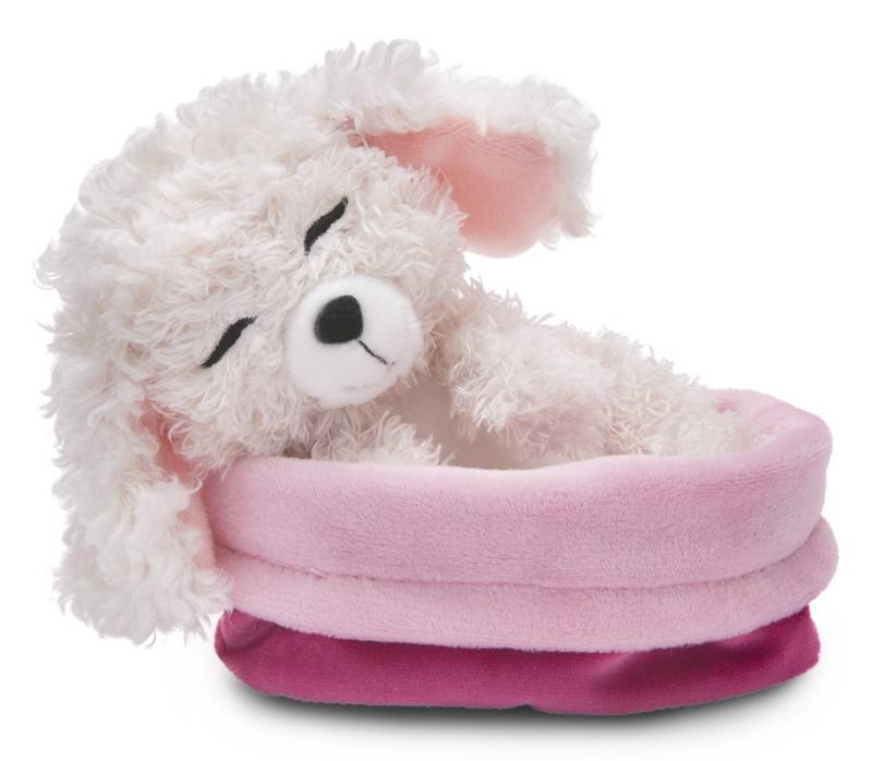 NICI Kuscheltier Sleeping Pets weißer Pudel 12cm im Körbchen NICI GREEN Zeitbegrenzte Promotion