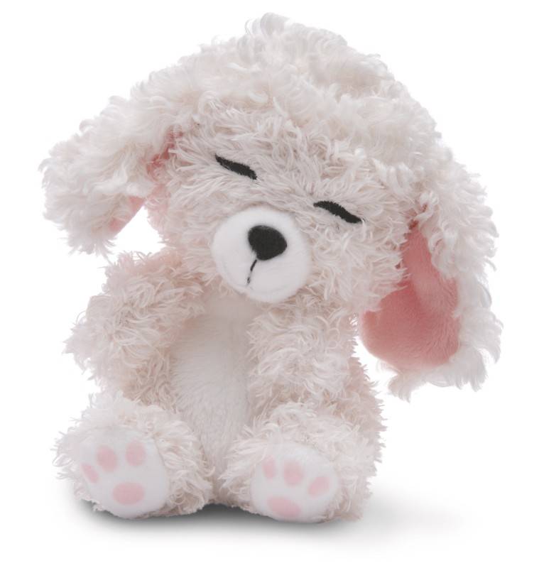 NICI Kuscheltier Sleeping Pets weißer Pudel 12cm im Körbchen NICI GREEN Zeitbegrenzte Promotion
