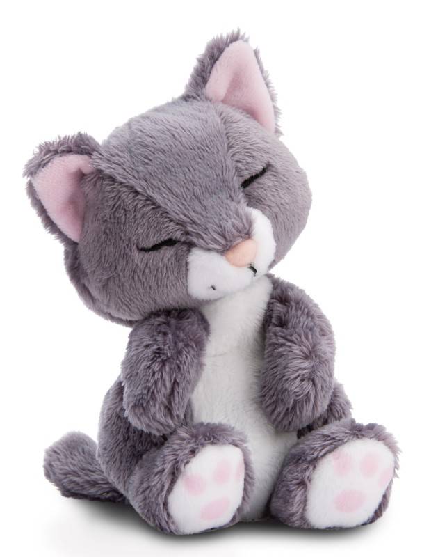 NICI Kuscheltier Sleeping Pets graue Katze 12cm im rosa Körbchen NICI GREEN Meist gekauft