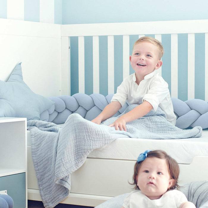 Nordic Coast Company Bettschlange geflochten Hellblau Jersey Hotsell