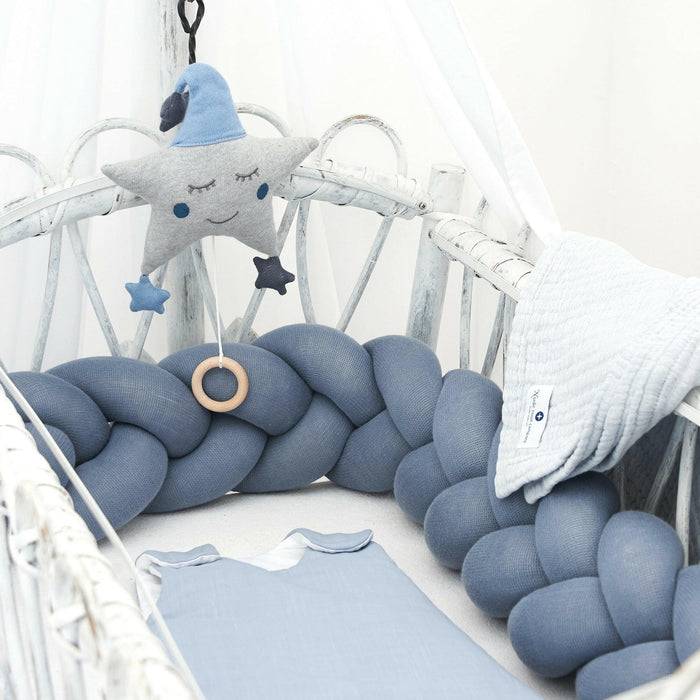 Nordic Coast Company Bettschlange geflochten Blau Strick 180cm Limitierter Zeitrabatt