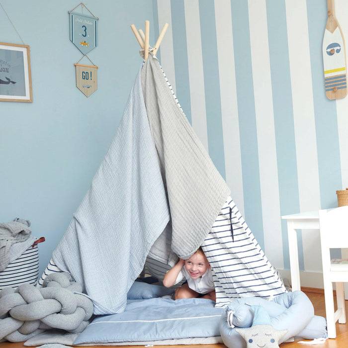 Nordic Coast Company Musselin Decke Blau Large Lagerräumung
