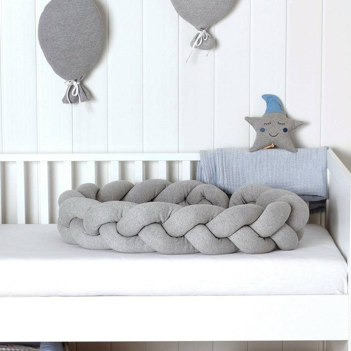 Nordic Coast Company Bettschlange geflochten Grau Jersey Neueste Mode