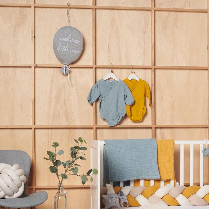 Nordic Coast Company Ballon-Kissen "Welcome Little One" Grau Cyber Monday