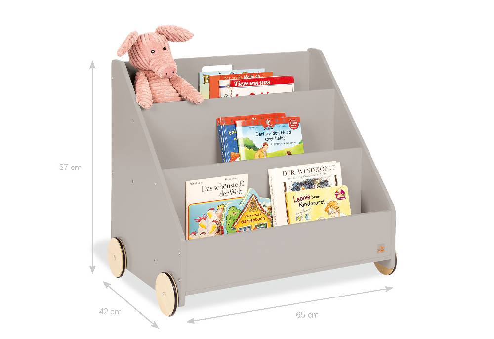 Pinolino Kinderbücherregal mit Rollen 'Lasse', grau Vierteljährliche Förderung