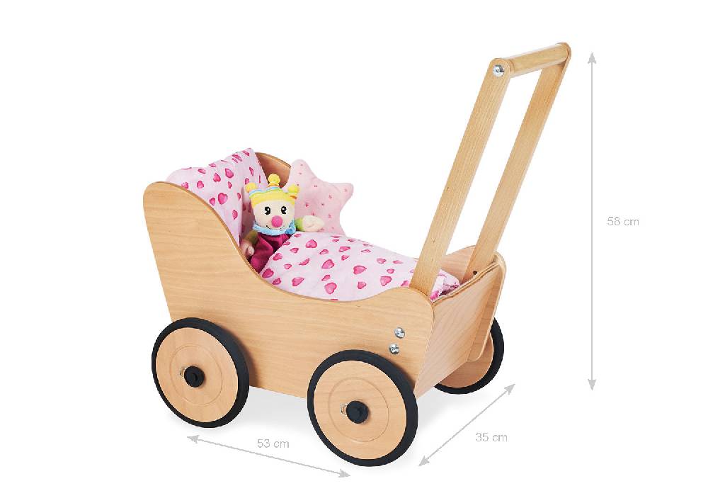Pinolino Puppenwagen 'Sarah', inkl. Bettzeug Dessin 'Herzchen', rosa, 3-tlg Neueste Mode