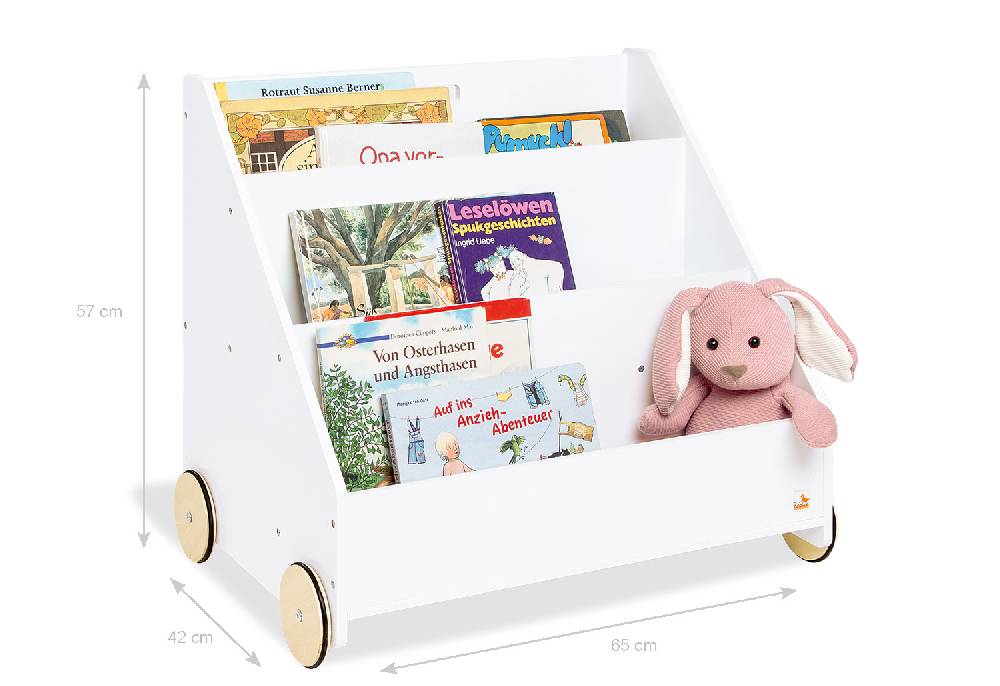 Pinolino Kinderbücherregal mit Rollen 'Lasse', weiß - 2. Wahl Fabrik Onlineshop
