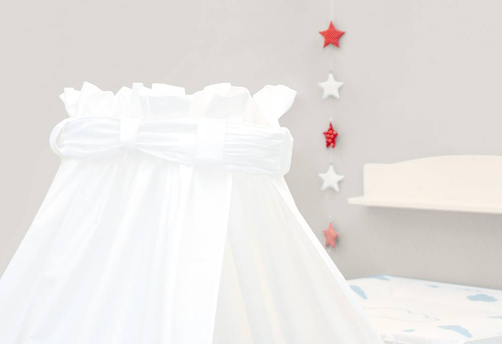 Pinolino Perkal-Himmel für Kinderbetten, weiß - Auslaufartikel Outlet