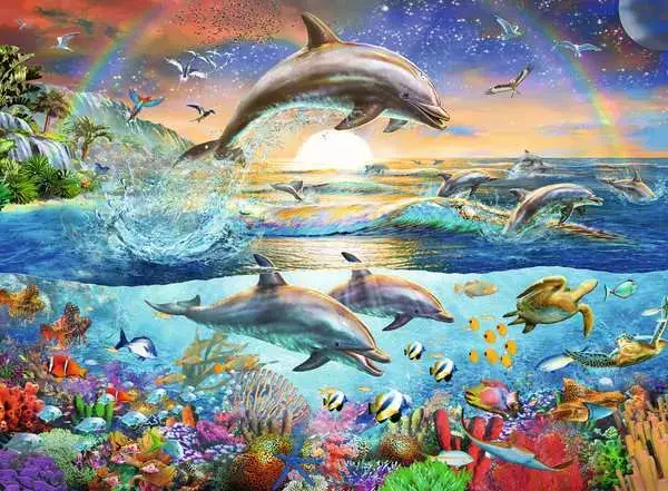 Ravensberger Matratzen Kinderpuzzle ab 9 Jahren - Delfinparadies - 300 Teile Begrenzt auf 3 Tage
