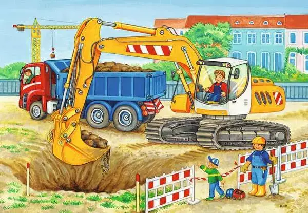 Ravensberger Matratzen Kinderpuzzle ab 3 Jahren - Baustelle und Bauernhof - 12 Teile Letzter Tag
