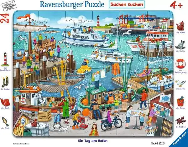 Ravensberger Matratzen Kinderpuzzle ab 4 Jahren - Ein Tag am Hafen - 24 Teile