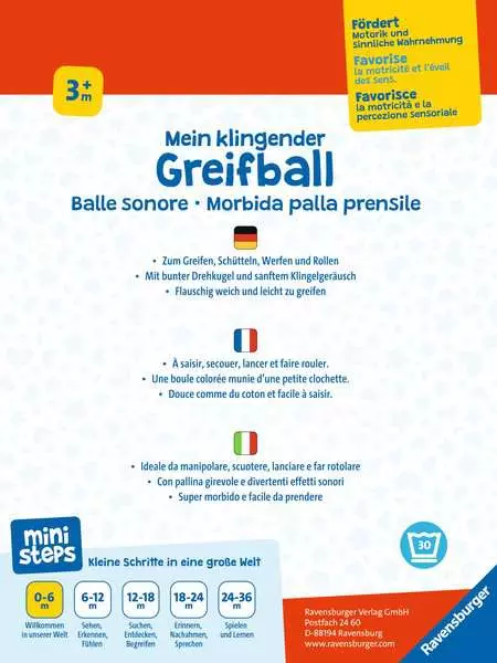 Ravensberger Matratzen Mein klingender Greifball - Babyspielzeug ab 3 Monaten Versandkostenfrei