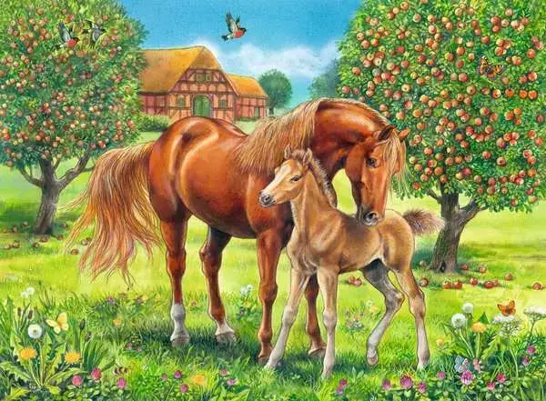 Ravensberger Matratzen Kinderpuzzle ab 6 Jahren - Pferdeglück auf der Wiese - 100 Teile Neuheiten