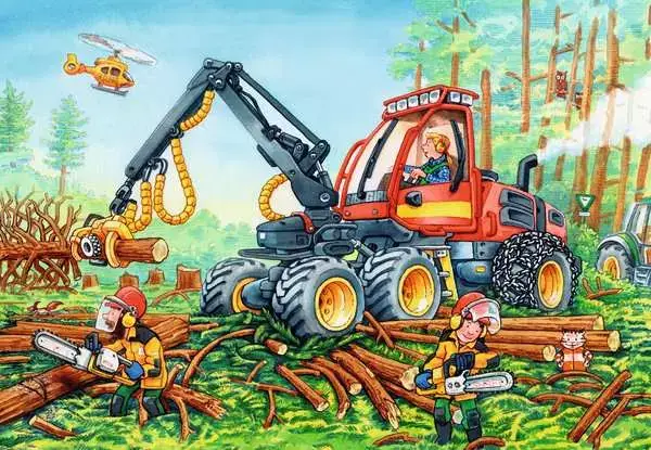 Ravensberger Matratzen Kinderpuzzle ab 4 Jahren - Bagger und Waldtraktor - 24 Teile Nur für heute