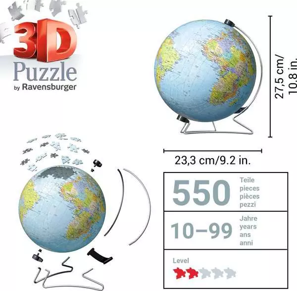 Ravensberger Matratzen 3D Puzzle Ball Globus in deutscher Sprache Begrenzt auf 3 Tage