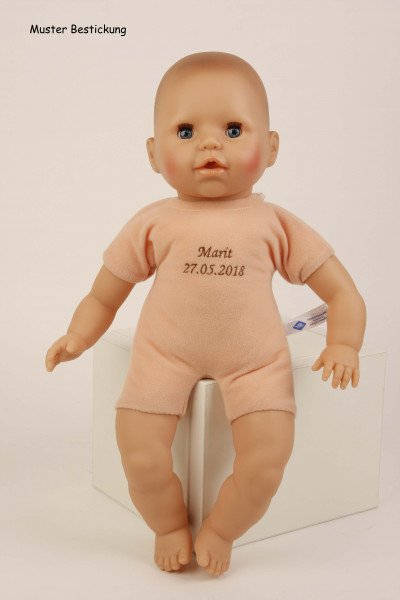Schildkröt Manufaktur Baby Amy 45 cm mit Schnuller, Malhaar, braune Schlafaugen, Kleidung winterlich Im Verkauf