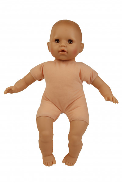 Schildkröt Manufaktur Baby Amy 45 cm mit Schnuller, Malhaar, braune Schlafaugen, Kleidung winterlich Im Verkauf