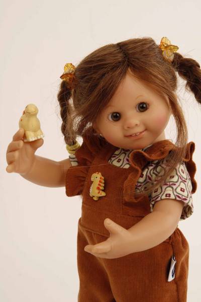 Schildkröt Manufaktur Puppe Müller-Wichtel Paula 30 cm braune Haare, Kleidung Dino Auslauf