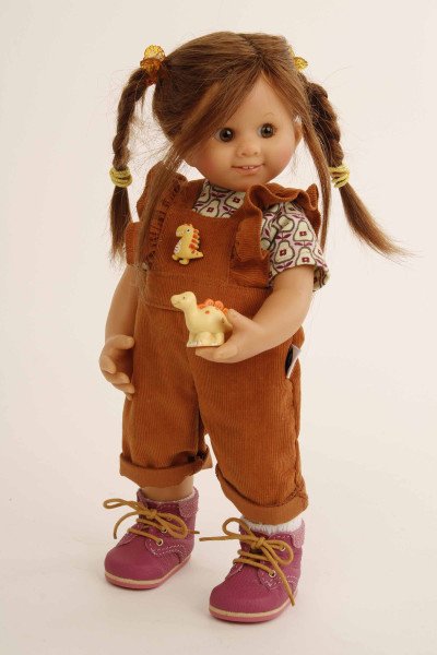 Schildkröt Manufaktur Puppe Müller-Wichtel Paula 30 cm braune Haare, Kleidung Dino Auslauf