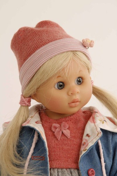 Schildkröt Manufaktur Puppe Müller-Wichtel Lotta 30 cm blonde Haare, Kleidung grau/rot/blau Fabrik Onlineshop