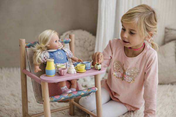 Schildkröt Manufaktur Puppe Schlummerle 32 cm blonde Haare, blaue Schlafaugen, Blumenoverall Neueste Stile
