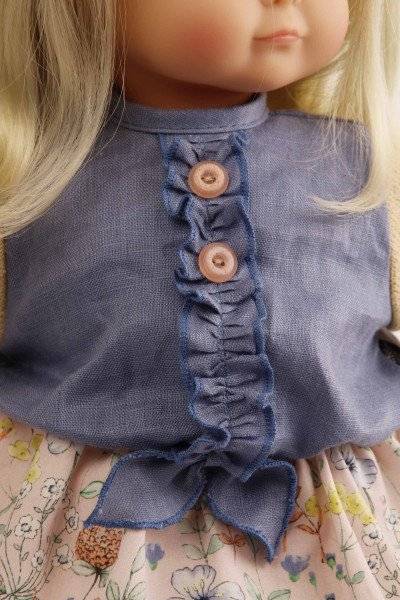 Schildkröt Manufaktur Puppe Schlummerle 37 cm blonde Haare, blaue Schlafaugen, Blumenkleidung rose/bleu Letzter Tag