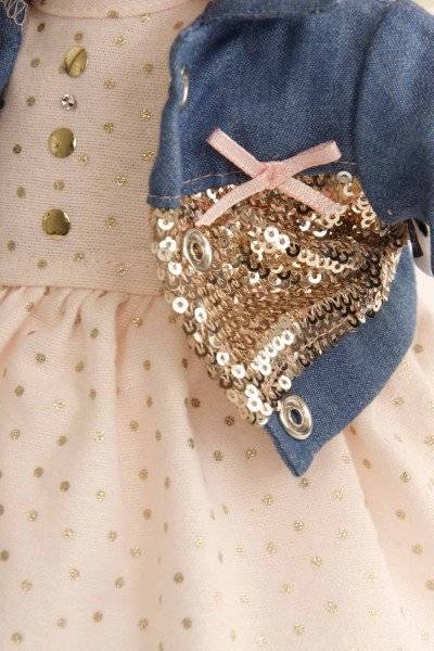 Schildkröt Manufaktur Puppe Schlummerle 32 cm blonde Haare, blaue Schlafaugen, Sommerkleid rose/bleu Zeitlich begrenztes Angebot