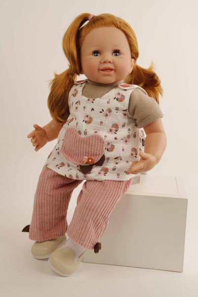 Schildkröt Manufaktur Puppe Klara 52 cm rote Haare, blaue Schlafaugen, Kleidung rose/braun Neuheiten