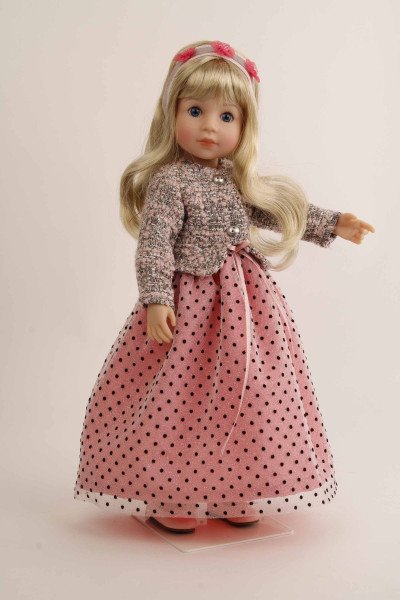 Schildkröt Manufaktur Stehpuppe Yella 46 cm blonde Haare, festliche Kleidung Letzte 2 Tage
