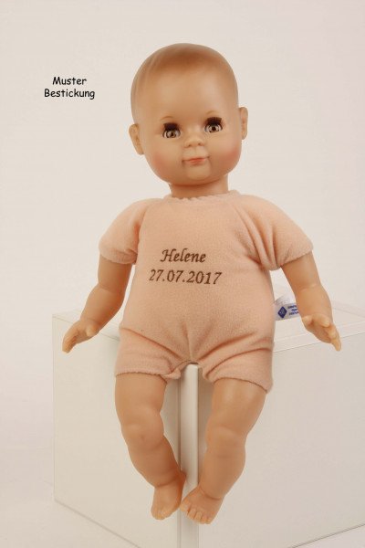 Schildkröt Manufaktur Puppe Schlummerle 32 cm mit Malhaar und braunen Schlafaugen, Kleidung rose/braun Zeitbegrenzte Promotion