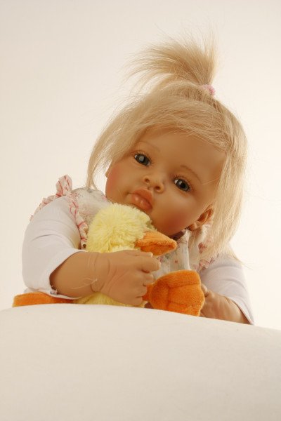 Schildkröt Manufaktur Baby Melissa 50 cm von Natali Blick blonde Haare, Kleidung pink/weiss-Copy Outlet