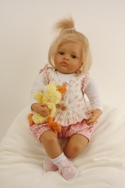 Schildkröt Manufaktur Baby Melissa 50 cm von Natali Blick blonde Haare, Kleidung pink/weiss-Copy Outlet