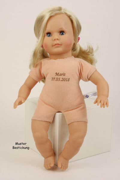 Schildkröt Manufaktur Puppe Hanni 45 cm blonde Haare, blaue Schlafaugen, Kleidung rose/blau/mint Kauf eins, bekomm eins gratis