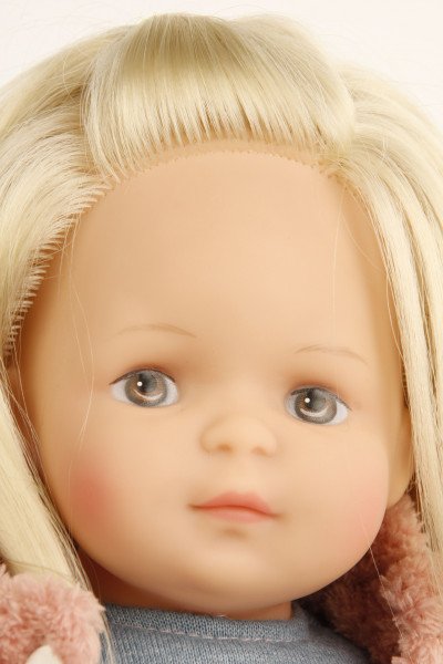 Schildkröt Manufaktur Puppe Strampelchen 37 blonde Haare, braune Malaugen, Winterkleidung Kostenlose Rückgabe