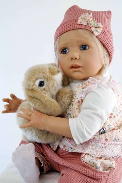 Schildkröt Manufaktur Baby Jolina 50 cm von Karola Wegerich blonde Haare, Kleidung apricot/weiss-Copy Schlussverkauf