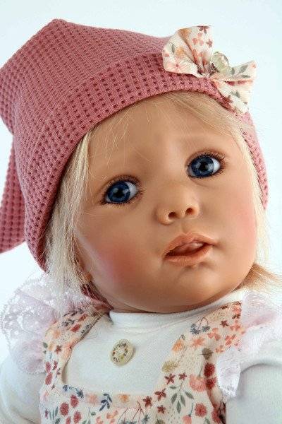 Schildkröt Manufaktur Baby Jolina 50 cm von Karola Wegerich blonde Haare, Kleidung apricot/weiss-Copy Schlussverkauf