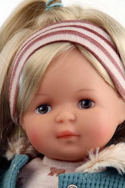 Schildkröt Manufaktur Puppe Strampelchen 37 blonde Haare, braune Malaugen, Winterkleidung rose/petrol Günstiger Verkauf