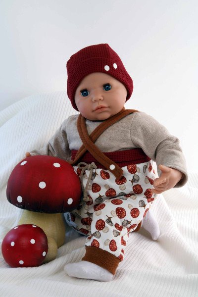 Schildkröt Manufaktur Baby Julchen 52 cm Malhaar, blaue Schlafaugen, Kleidung Pilzchen/Schnecke Sonderangebot