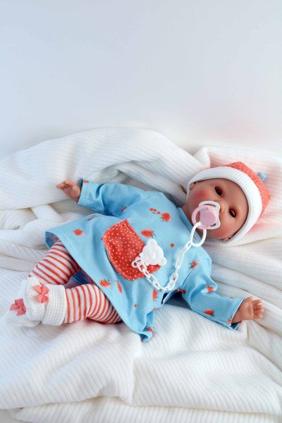 Schildkröt Manufaktur Schnullerbaby Lenchen 37 cm, Malhaar, braune Schlafaugen, Kleidung Erdbeerchen Top Angebot