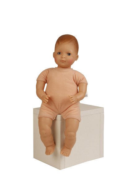 Schildkröt Manufaktur Puppe Schlenkerle 37 cm mit Malhaar und blauen Malaugen, Kleidung rose/blau Sonderangebot der Fabrik