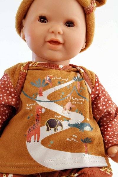 Schildkröt Manufaktur Schnullerbaby Lenchen 37 cm, Malhaar, braune Schlafaugen, Kleidung Safari-Look Fabrikverkauf