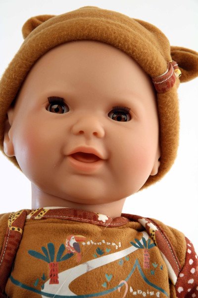 Schildkröt Manufaktur Schnullerbaby Lenchen 37 cm, Malhaar, braune Schlafaugen, Kleidung Safari-Look Fabrikverkauf