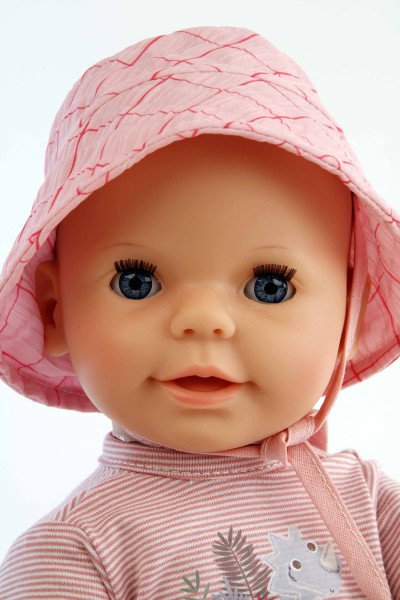 Schildkröt Manufaktur Trink + Näßbaby "Lina" 40 cm mit Malhaar und blauen Schlafaugen, Kleidung rose/bleu Fabrik Onlineshop